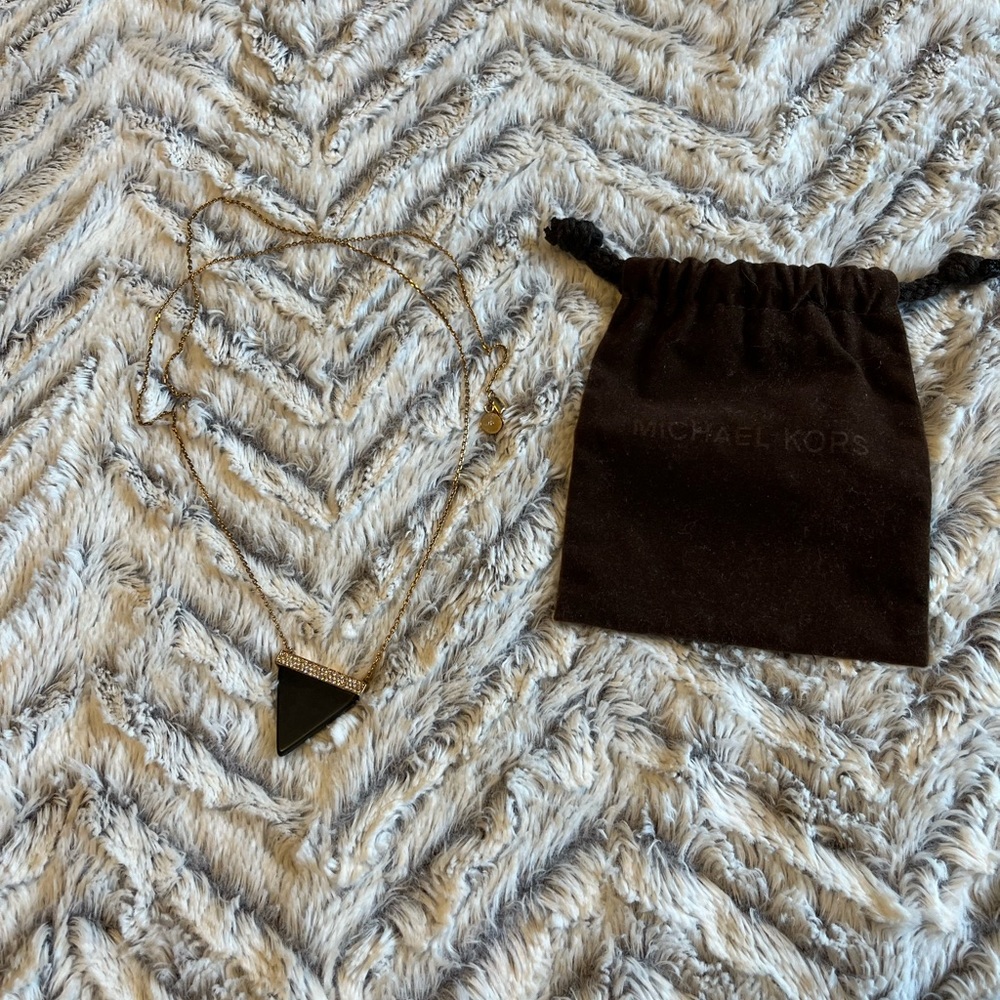 Michael Kors Gold Necklace with Black Triangle Pendant